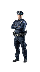 Policeman standing full length, isolated on a transparent background.PNG