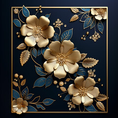 invitation card beautiful frame with mandala golden
