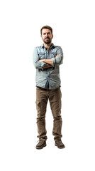Fototapeta premium Geographer, full body standing, transparent background