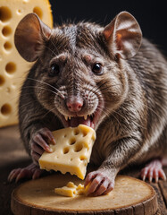 Rat stealing cheese
