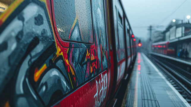 Graffiti alphabet on a train carriage 