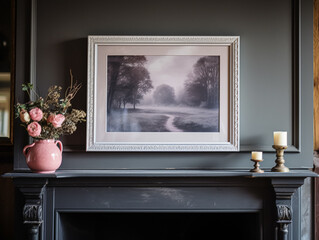 Artwork in a frame in the English countryside style, art and home decor