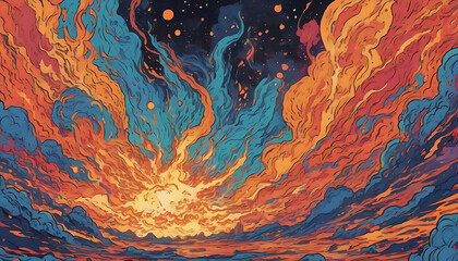 Hand drawn burning flame illustration background material
