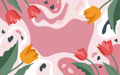 Abstract tulip background poster. Good for fashion fabrics, postcards, email header, wallpaper, banner, events, covers, advertising, and more. Valentine's day, women's day, mother's day background.
