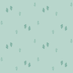 Floral Seamless Pattern of Sparse Tiny Leaves or Herb on Cambridge Blue Color. Wallpaper Design for Textiles, Fabrics, Papers Prints, Fashion Backgrounds, Wrappings, Packaging.