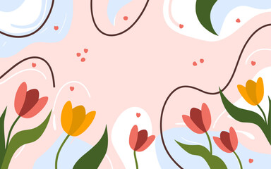 Fototapeta na wymiar Abstract tulip background poster. Good for fashion fabrics, postcards, email header, wallpaper, banner, events, covers, advertising, and more. Valentine's day, women's day, mother's day background.