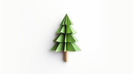 Obraz premium christmas tree made of paper isolated on white.