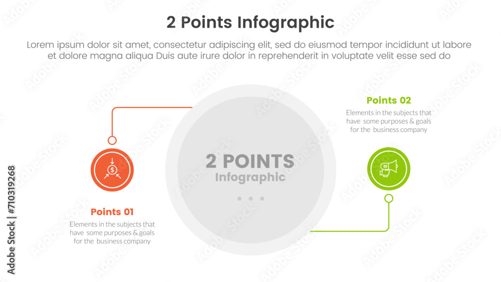 Poster versus or compare and comparison concept for infographic template banner with circle line connection