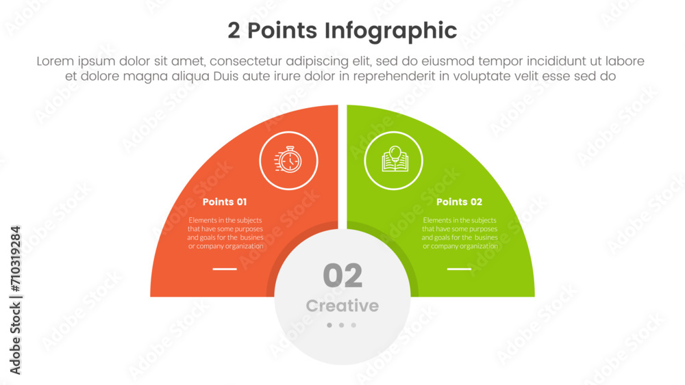 Poster versus or compare and comparison concept for infographic template banner with half circle slice bala