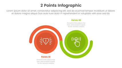 versus or compare and comparison concept for infographic template banner with big circle wave up and down with two point list information