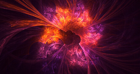 Naklejka premium 3D manual rendering abstract fractal electromagnetic background 