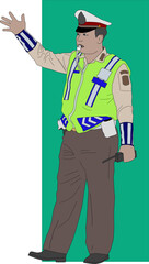 Policeman managing traffic control Vector Illustration