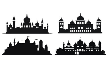 Fototapeta na wymiar Jaipur India city skyline vector silhouette,Jaipur skyline Rajasthan India city vector linear