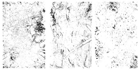 Grunge overlay textures with dust grain isolated on white background. Set of vector paint brush stroke. Overlay textures set. Vector grunge textures collection. 