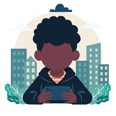 boy playing with phone