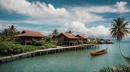 Obraz premium Malay Village Kampung Air