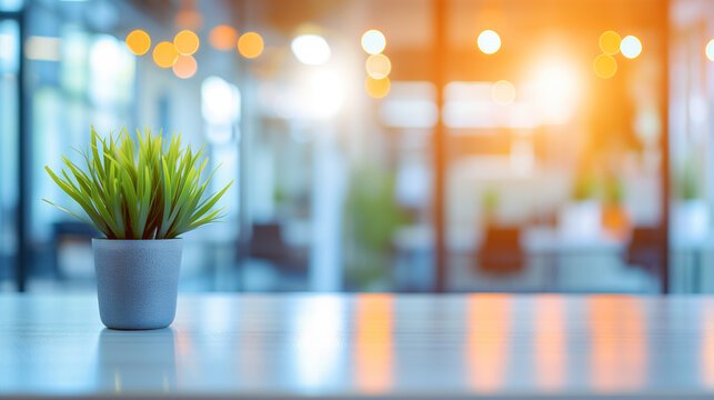 Blur background of modern office interior design workspace background for corporate office. The office in modern style with glass background. Table and desk background in office blurred backgrounds.