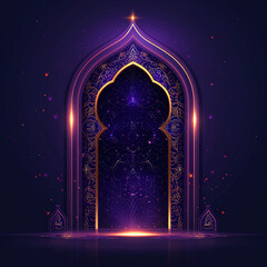  Happy Eid and Ramadan Arabic lantern with burning candle  Ramadan crescent moon, Eid Mubarak Islamic festival concept on a purple background social media banner and Eid Mubarak Post Template, Islam