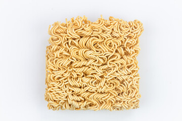 Instant noodles on white background.
