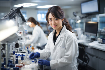 製薬会社で働く研究職の日本人女性「AI生成画像」