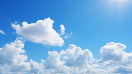 Naklejka na ściany i meble beautiful blue sky with clouds and sunlight