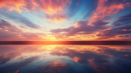 beautiful sunset sky nature sky backgrounds with reflection on sea