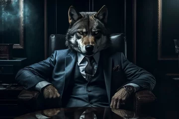 Deurstickers 狼のビジネスマン「AI生成画像」 © kai
