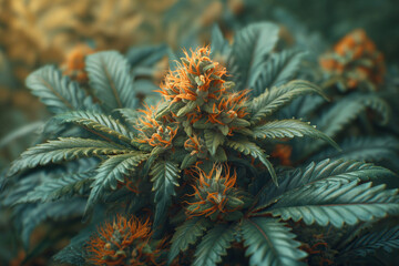 Vibrant Green Marijuana Plant in Full Bloom