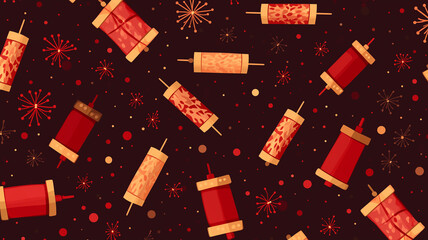 Design a simple and stylish pattern of firecrackers, conveying the festive spirit of Chinese New Year celebrations.