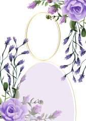 Purple violet and white elegant watercolor background with flora and flower