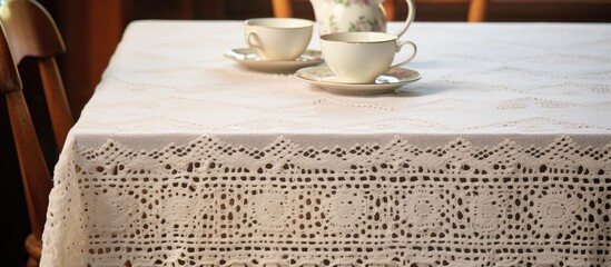 Anatolian motifs and nostalgic crochet lace add texture to the handmade tablecloth.