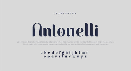 Autonelli Premium luxury Modern alphabet letters and numbers. Elegant wedding typography classic serif font decorative vintage retro. Creative vector illustration	 - obrazy, fototapety, plakaty
