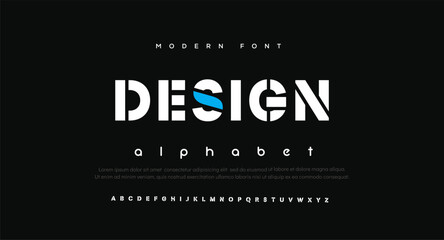 Design Modern abstract digital alphabet font. Minimal technology typography, Creative urban sport fashion futuristic font and with numbers. vector illustration	