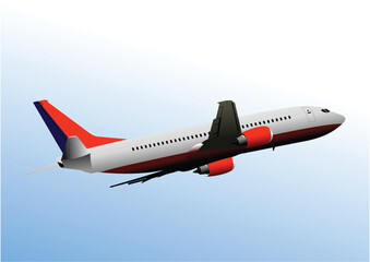 Airplane in air. Hand drawn Vector 3d illustration