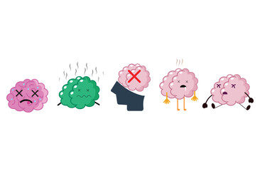 brain stem death,Scientific medical illustration of human brain stroke illustration. Types of human brain stroke illustration. vector, esp,Stroke disease, ischemic, atherosclerosis,pink,green