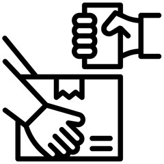 cash on delivery. vector single icon with a dashed line style. suitable for any purpose. for example: website design, mobile app design, logo, etc.