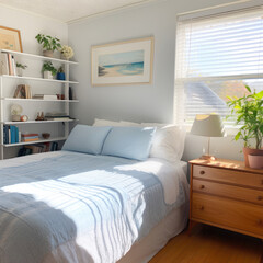 luxury cozy interior design of bedroom in villa, hotel, apartment