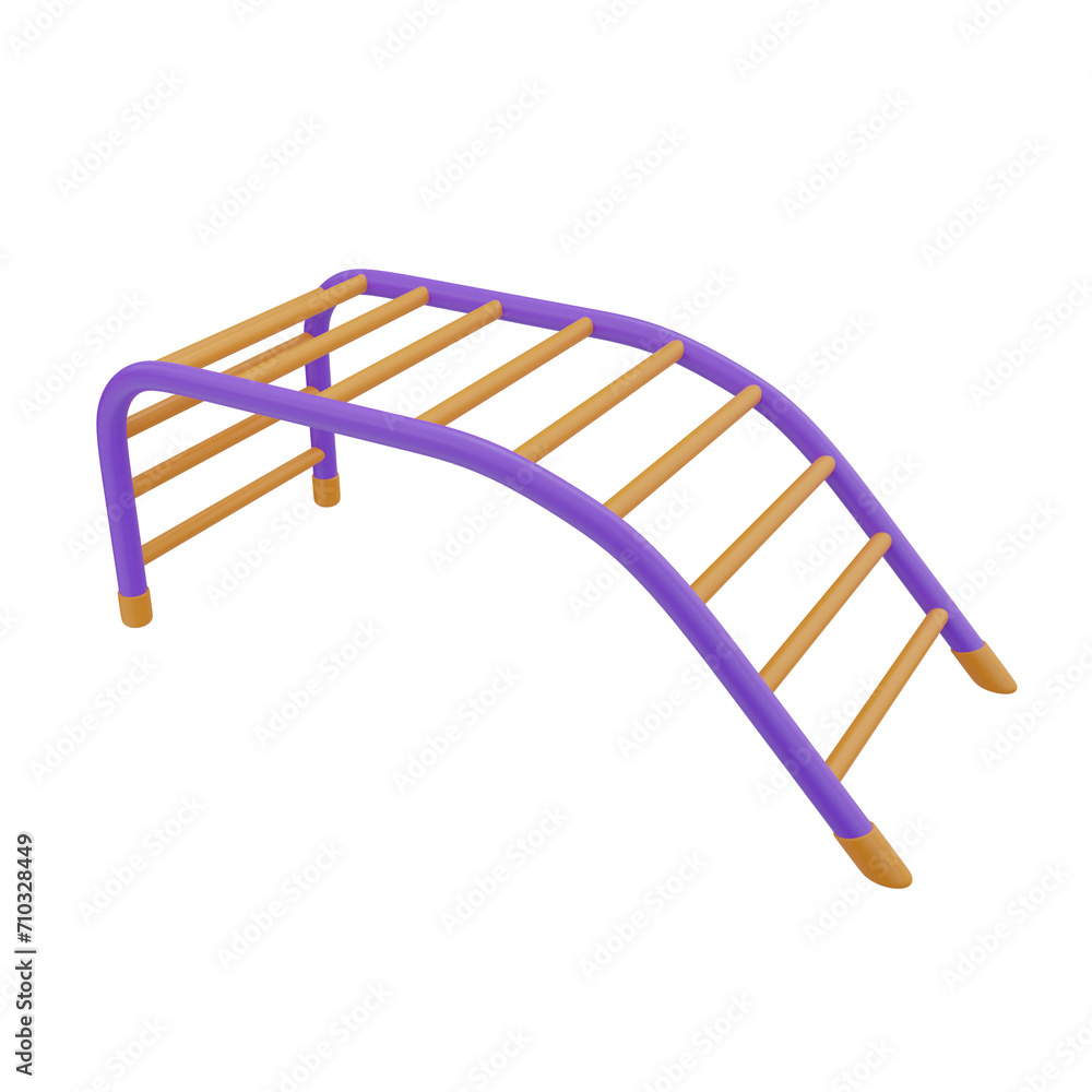Poster 3d monkey bars model enjoy on climbing frames. 3d illustration, 3d element, 3d rendering. 3d visuali