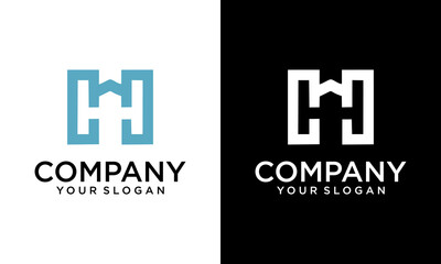 Creative Letter H House Logo Geometric Shape isolated on white and black Background. Usable for Construction Architecture Building Logo Design Template Element.