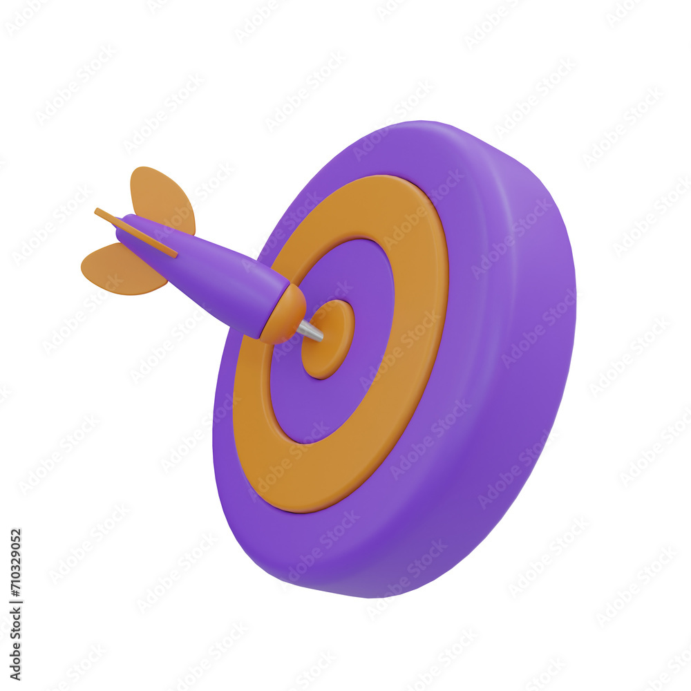 Aufkleber 3d dart board model aim and accuracy in dart throwing. 3d illustration, 3d element, 3d rendering. 3d