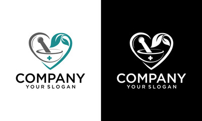 Creative logo of Medical and health care from the heart pharmacy modern logo design in fresh and unique idea logo logos - obrazy, fototapety, plakaty