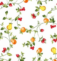 fruits pears, oranges, strawberries and cherries