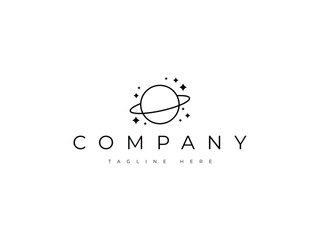 abstract planet orbit space logo design