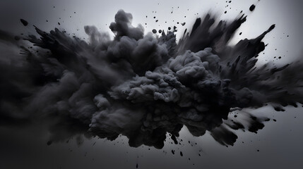 Obraz premium Dynamic Burst: Black Vibrant Paint Powder Explosion on White Background