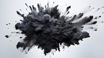 Dynamic Burst: Black Vibrant Paint Powder Explosion on White Background