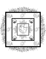 Design 2 Quadrate, Natur Schwarz / Weiß 