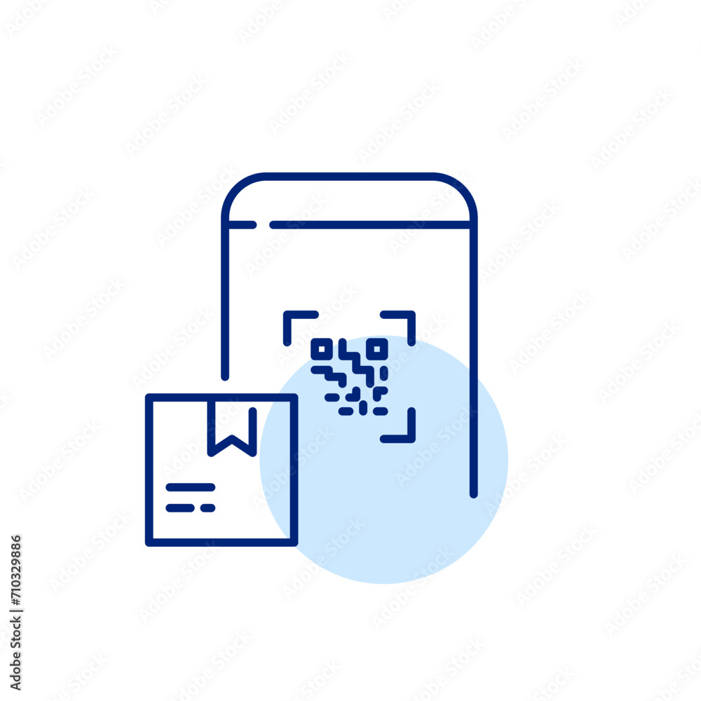 Aufkleber tracking parcel location using qr code. pixel perfect, editable stroke icon