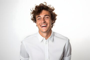 Joyful Expression: Happy Person Against White Background