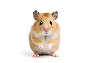 Tiny Charm: Little Cute Hamster Sitting on Solid Stark White Background