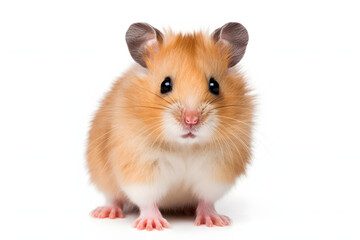 Tiny Charm: Little Cute Hamster Sitting on Solid Stark White Background